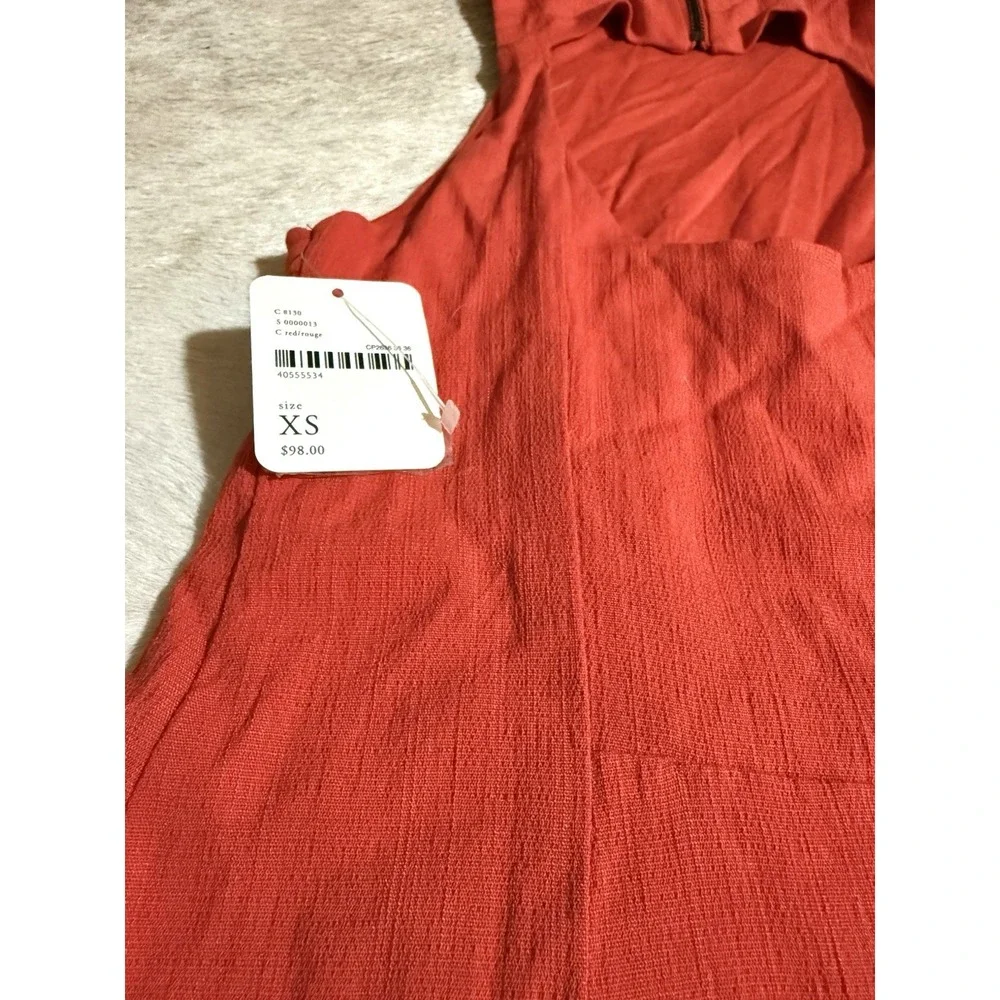 NEW FREE PEOPLE Red Orange Kitty Kat Back CutOut High Neck Aline Dress SIZE XS - Picture 9 of 9